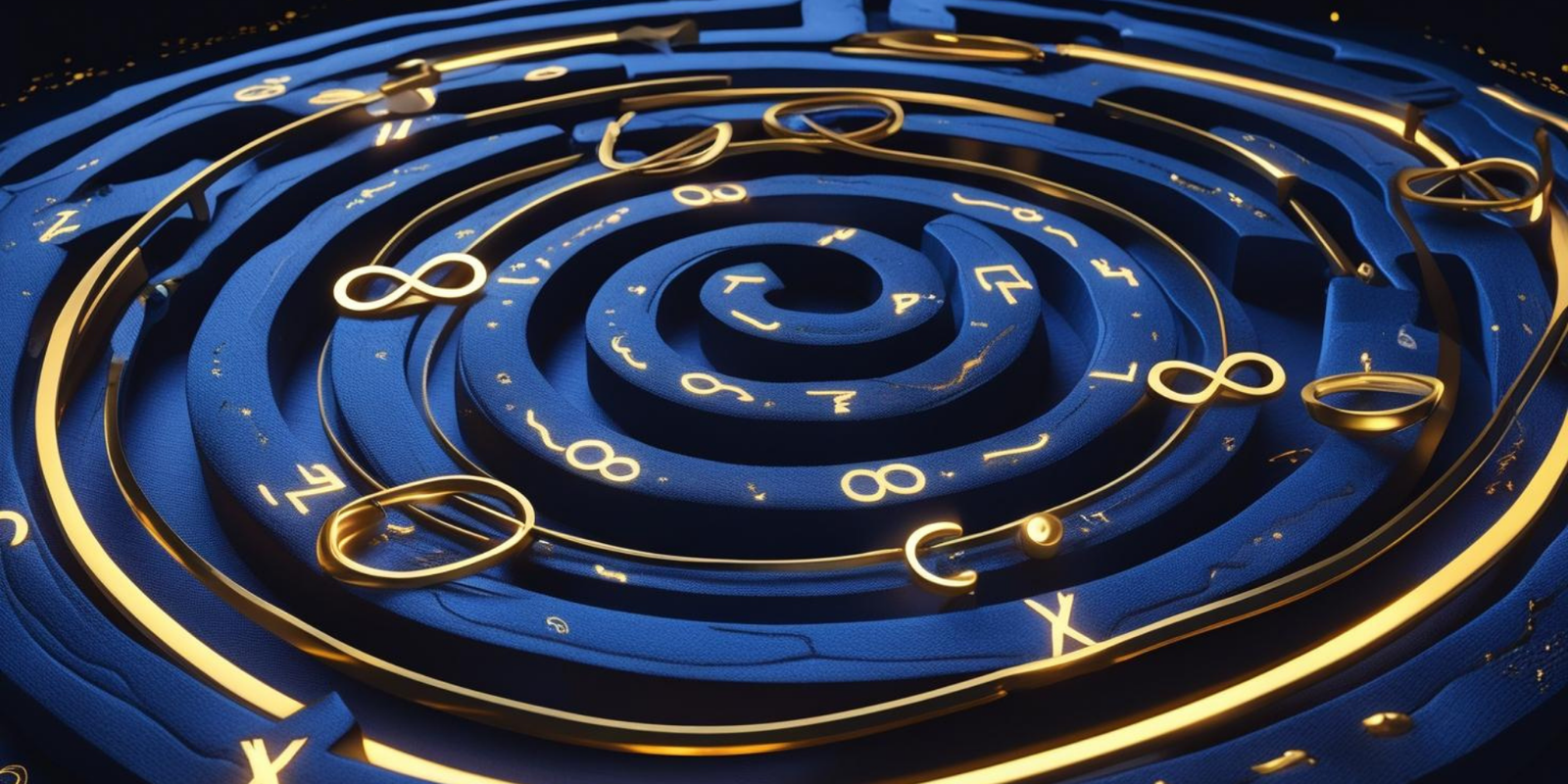 Book cover for “The Cycle Nobody Dares to Break,” featuring a mystical circular labyrinth with glowing golden accents, symbolizing hidden life patterns and repeating cycles. Dark blue and black tones convey mystery and transformation, while subtle numerology and cosmic elements represent unseen forces guiding personal growth.